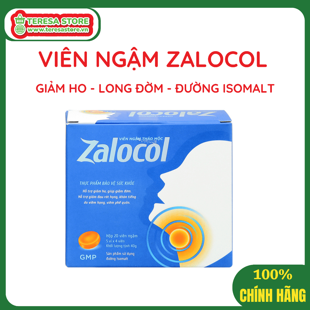 Viên ngậm thảo mộc Zalocol ( 20 viên) Hỗ trợ giảm ho, giúp giảm đờm, giảm đau rát họng, khản tiếng - Genat