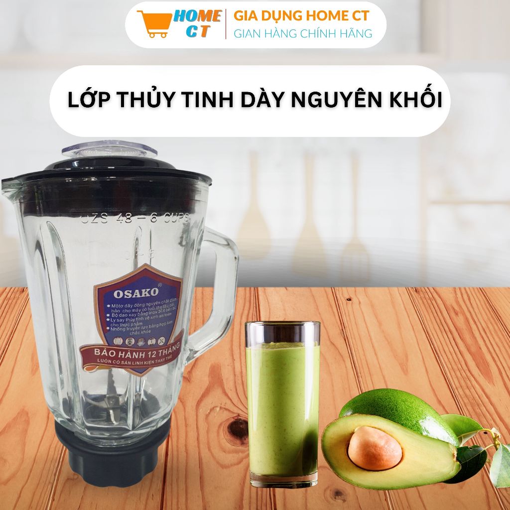 Máy xay sinh tố đa năng 3 cối thủy tinh Osako ST-03 công suất 450W, máy xay thịt cá, các loại hạt, gia vị - HOME CT