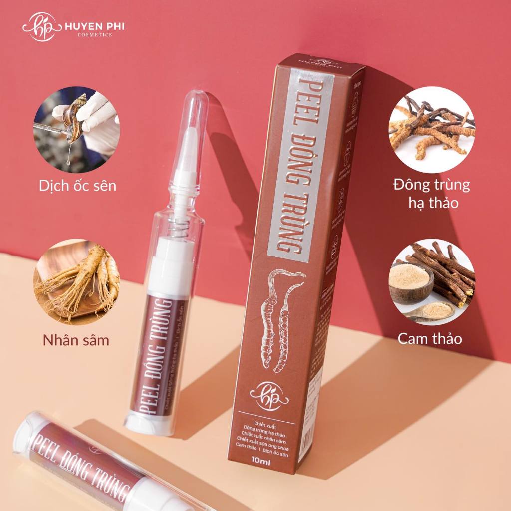 Peel Da Đông Trùng Tươi HUYỀN PHI Chính Hãng 10ml Bóc Tách Nám Tái Tạo Da Trắng Mịn Không Sưng Đỏ