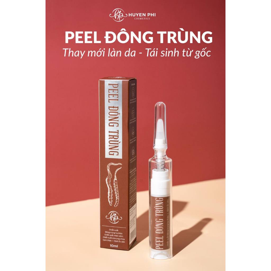Peel Da Đông Trùng Tươi HUYỀN PHI Chính Hãng 10ml Bóc Tách Nám Tái Tạo Da Trắng Mịn Không Sưng Đỏ
