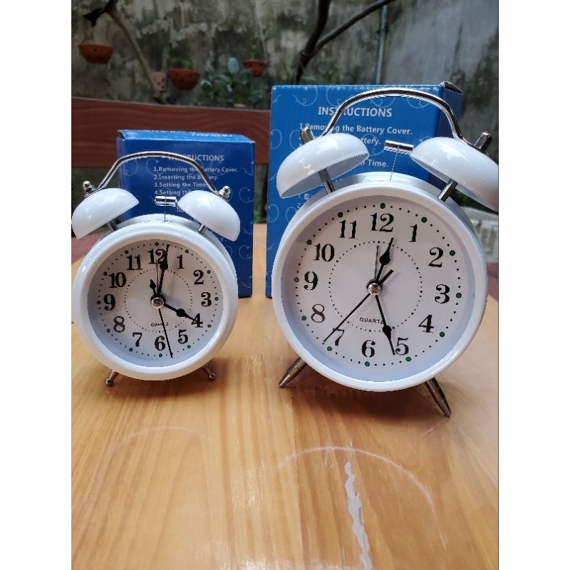 Đồng Hồ Báo Thức Kim Trôi Dạ Quang Có Đèn - Chuông To - Kiểu Dáng Đẹp -  Hai Size To Nhỏ - Kèm Pin Xịn