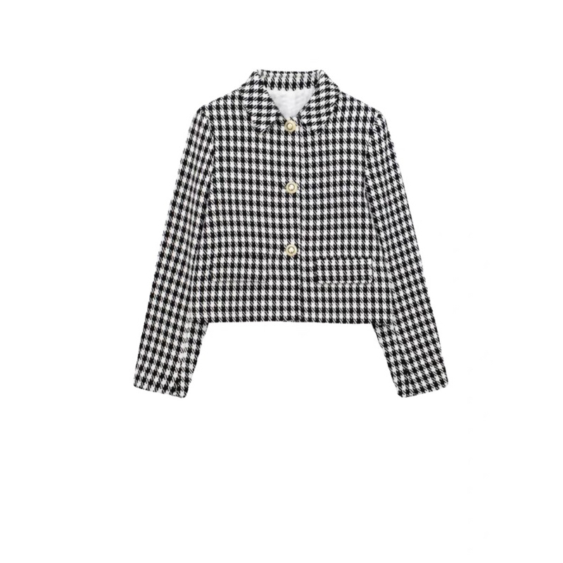 ÁO DẠ MỊN KẺ ĐEN TRẮNG XUẤT DƯ XỊN