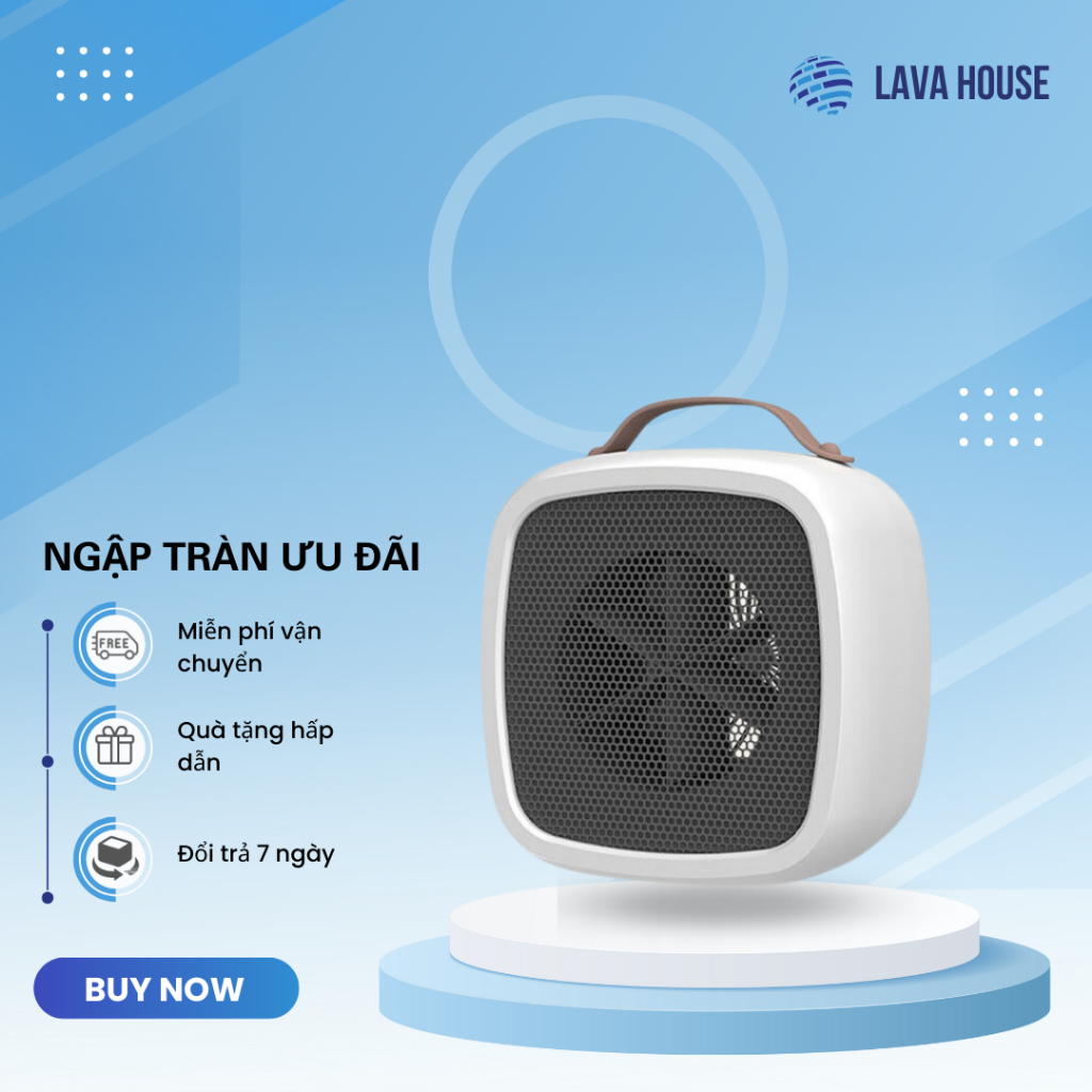 Quạt sưởi mini hình vuông để bàn, máy sưởi ấm để bàn mùa đông công suất 500WI tiện lợi QS02
