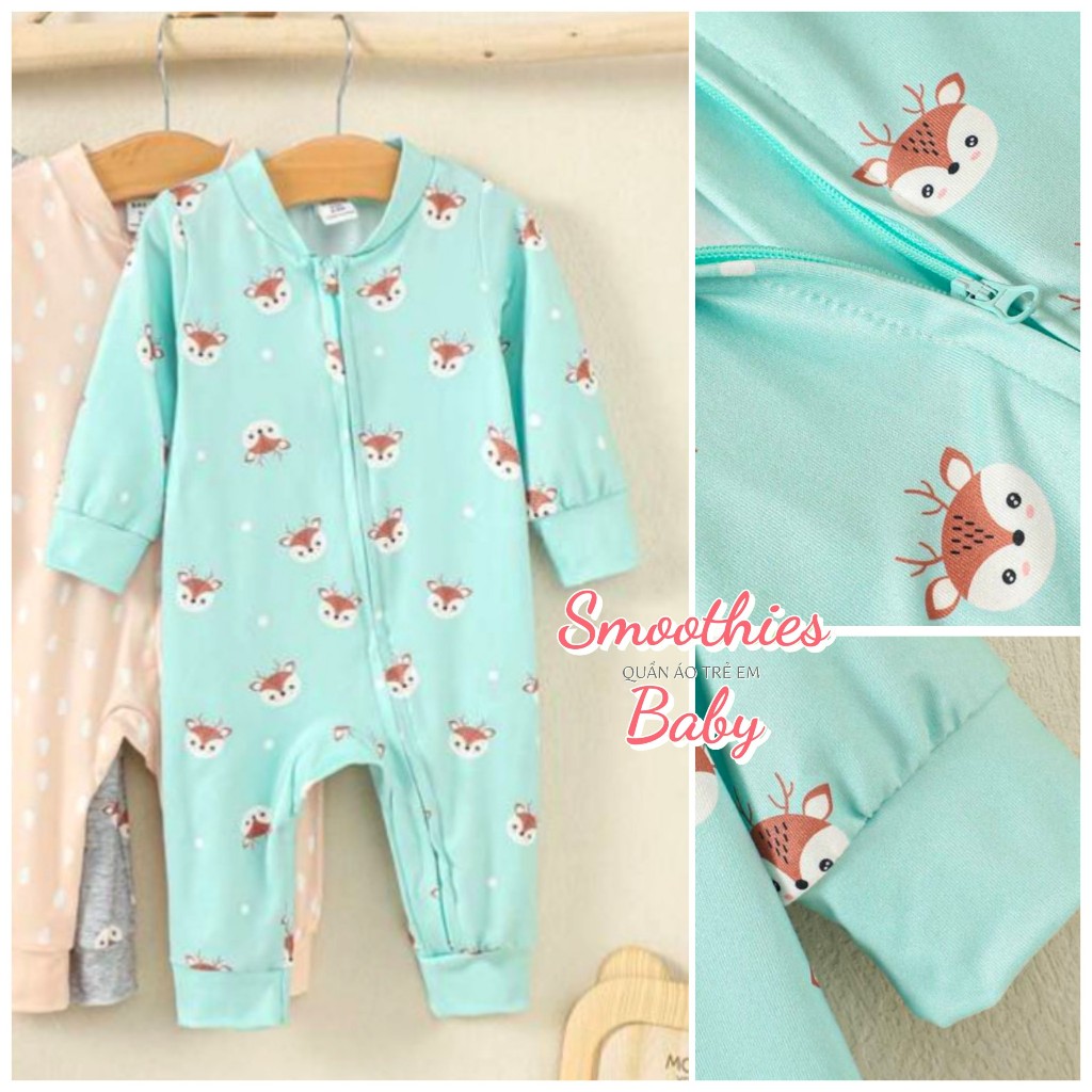 Sleepsuit chọn mẫu DÂY KÉO thun cotton cao cấp 8-14KG/ 12m,18m, 24m