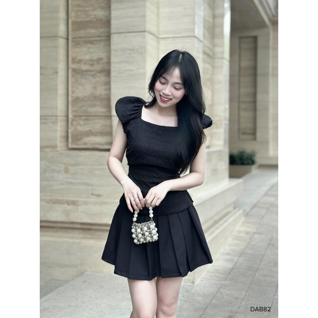 Áo Kiểu cổ vuông khoét chun lưng tay chun cánh tiên CHIBEST DAB82