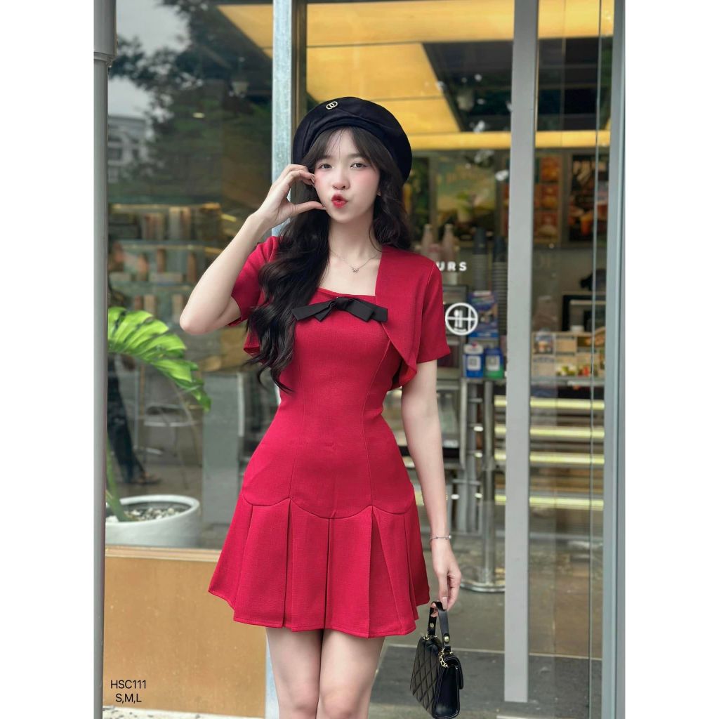 Set đầm 2 dây ly tùng kèm khoác phong cách nhẹ nhàng nữ tính CHIBEST HSC111
