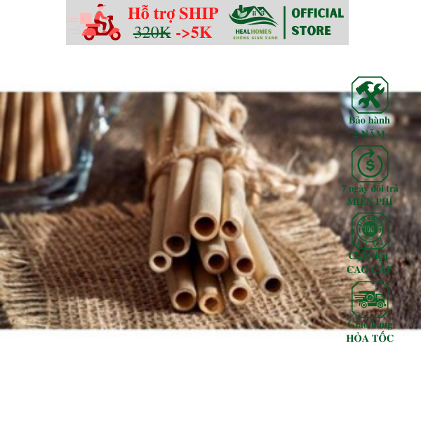 Ống hút tre chiều dài 15cm dùng cho nhà hàng, khách sạn, quà tặng doanh nghiệp sang trọng cao cấp loại 1 / HealHomes H