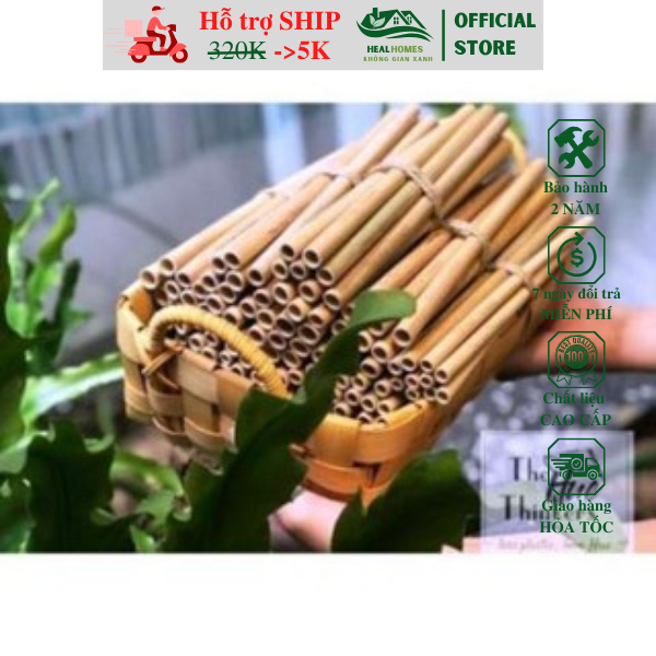 Ống hút tre chiều dài 15cm dùng cho nhà hàng, khách sạn, quà tặng doanh nghiệp sang trọng cao cấp loại 1 / HealHomes H