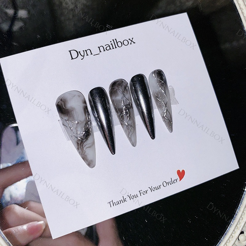 Nailbox móng tay giả đen loan mẫu 112 ảnh thật