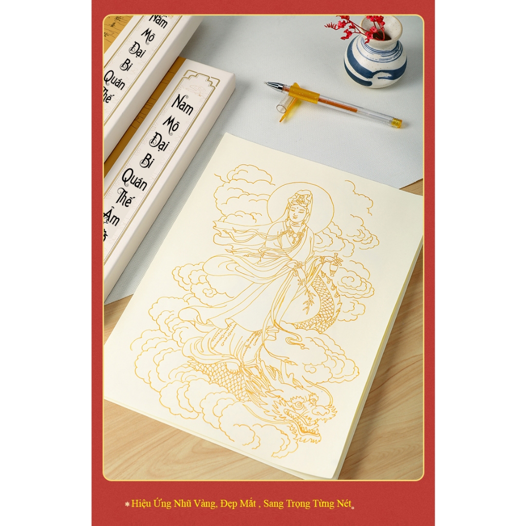 Bộ Pháp Bảo Họa Vẽ Hình Tượng Quán Thế Âm Bồ Tát nét mờ