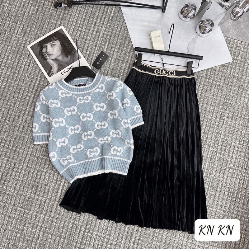 Áo len xanh G ngắn tay hàng QC