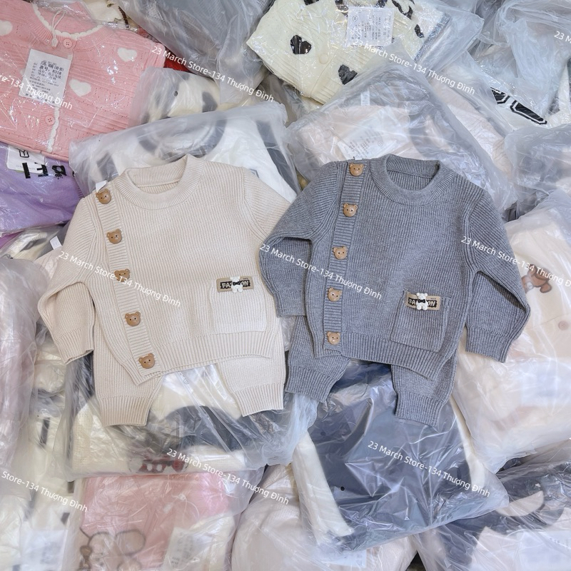 Bộ đồ len đính 5 chú gấu siêu đẹp hàng QC