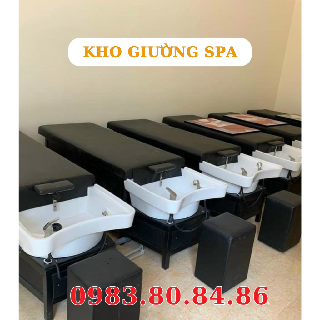 Giường gội đầu dưỡng sinh 2in1 - Khung sắt cao cấp, chắc chắn, màu xám đậm [Nhận đặt theo yêu cầu]