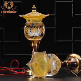 CẶP 2 CÂY ĐÈN LED HOA SEN PHA LÊ THỜ CÚNG TRANG TRÍ