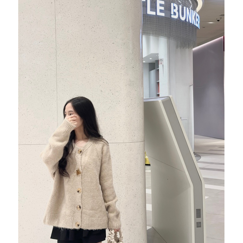 Áo Khoác Cardigan Len Cao Cấp Khuy Gấu Phong Cách Hàn Quốc 🇰🇷