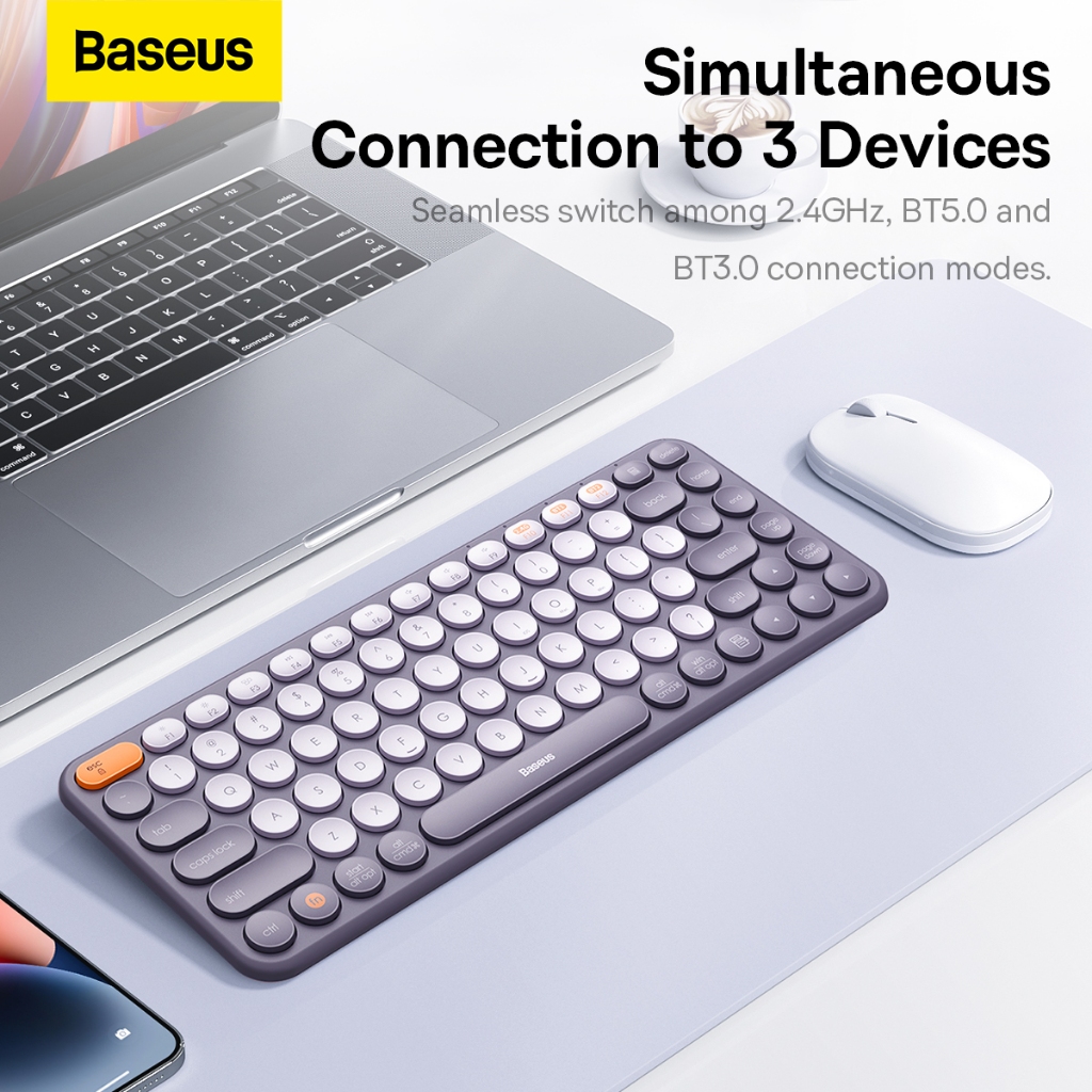 Bàn Phím Không Dây Baseus K01A / K01B Creator Wireless Tri-Mode Keyboard Frosted Gray MINI AND COMPACT - 2.4G/Bluetooth