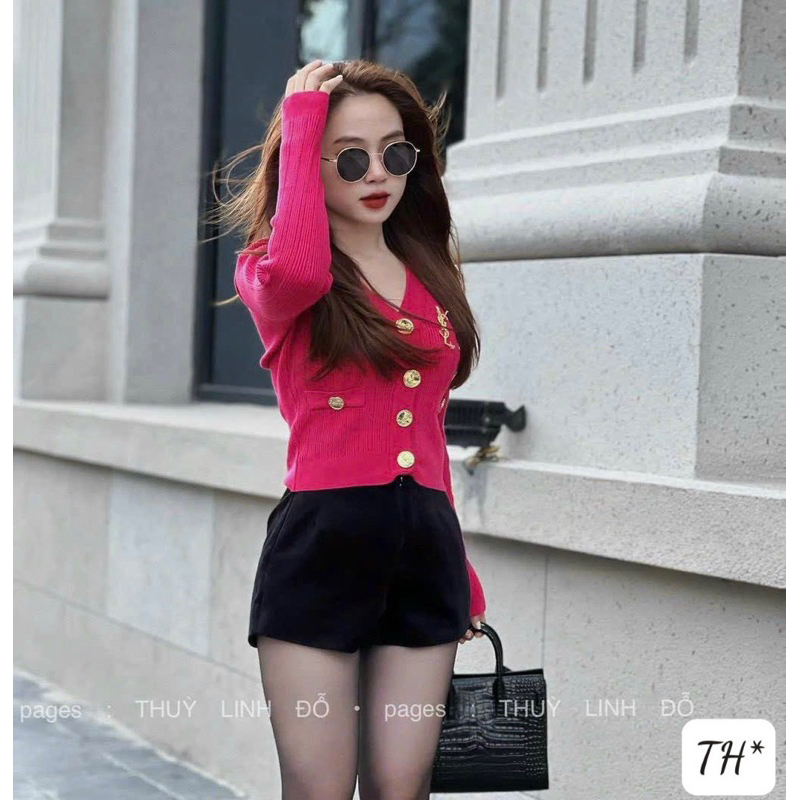 LEN cổ v cúc đồng KÈM TAG siêu  xinh hàng l1 dành cho nữ VANDUONGshop