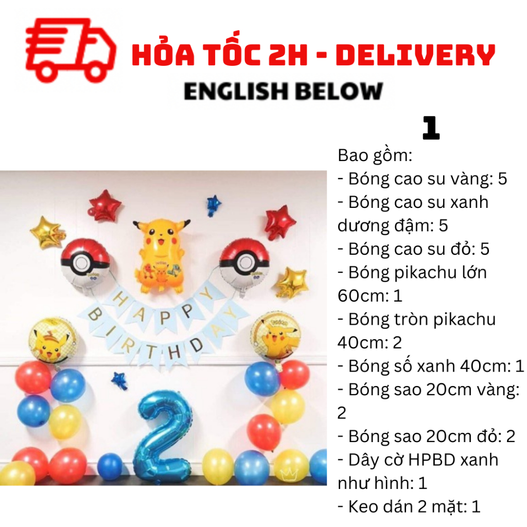 Bộ Bóng Trang Trí Pikachu Balloon Combo For Decoration PDM30