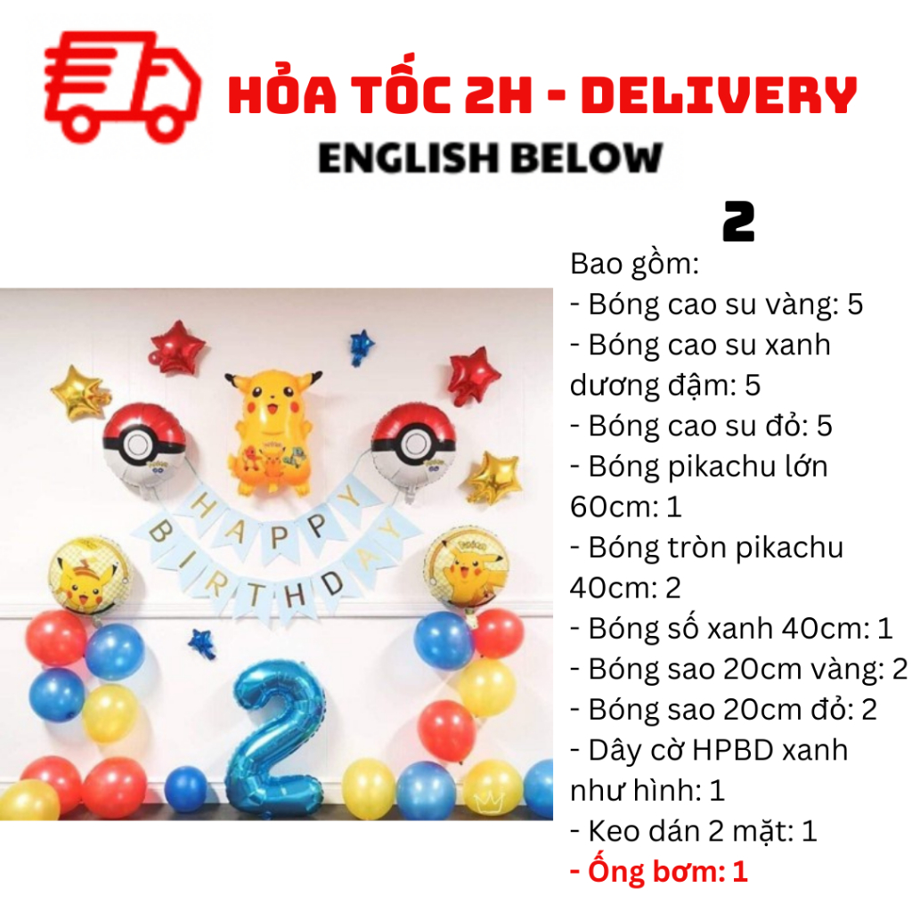 Bộ Bóng Trang Trí Pikachu Balloon Combo For Decoration PDM30
