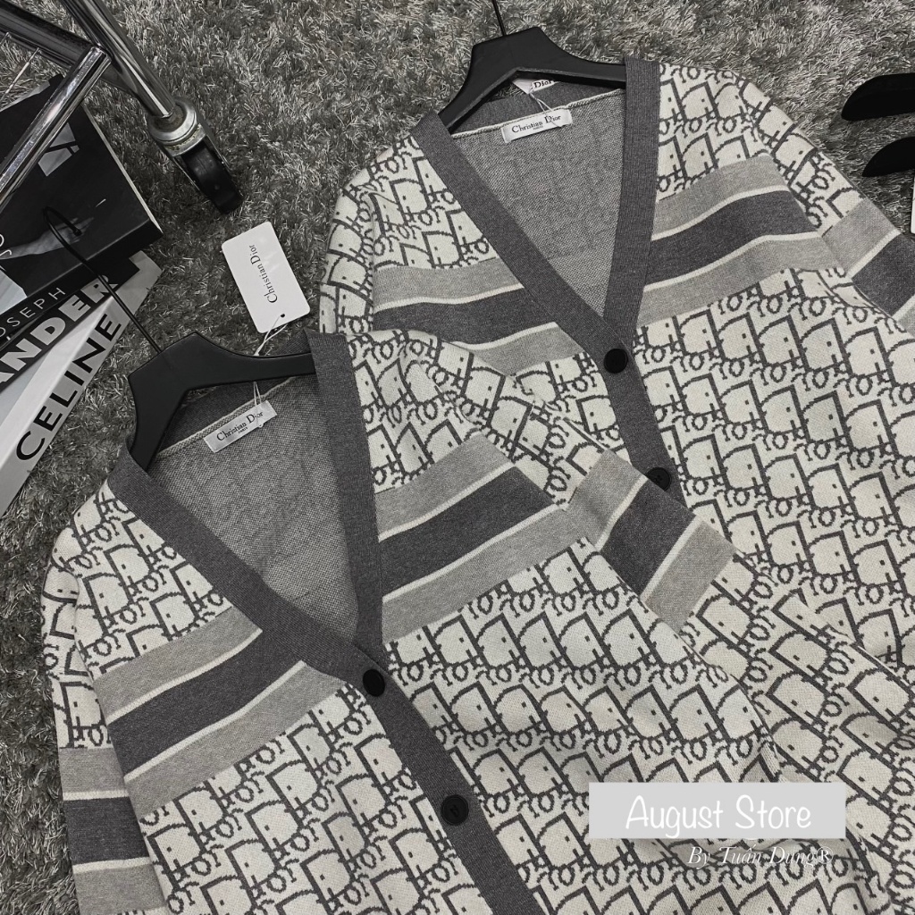 Áo Len Cardigan Christian DO Dài Tay Họa Tiết Dáng Rộng Giấu Quần Trùm Mông Freesize