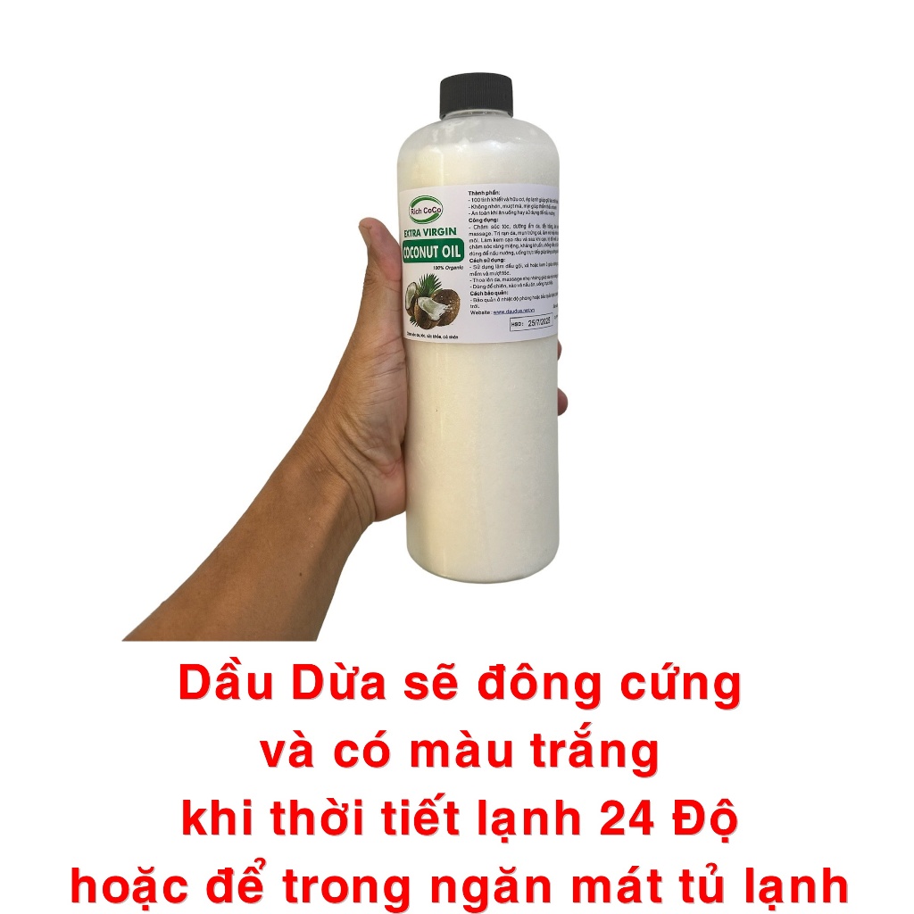 DẦU DỪA HỮU CƠ ÉP LẠNH - RICH COCO – EXTRA VIRGIN COCONUT OIL – CHAI 1 LÍT