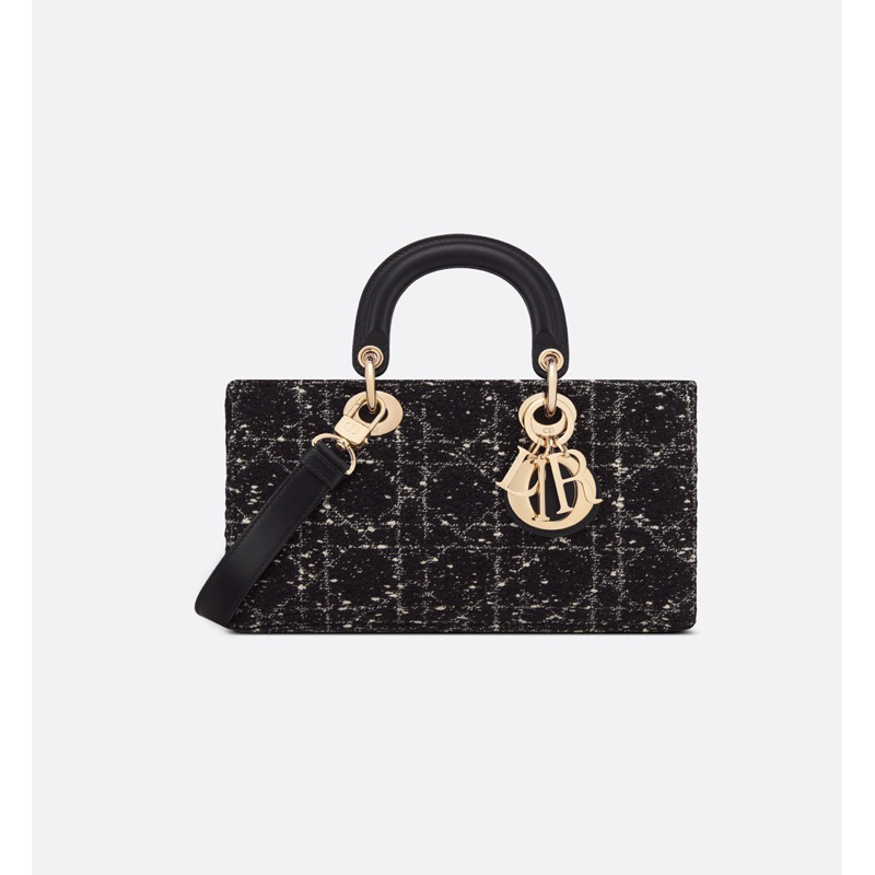 Túi xách Dior Lady D-Lite, Dior D-Joy Limited 2023 Nhập Khẩu Da Bò Nguyên Bản, Vải Tweed Màu Thêu Năm Lưới Phần Cứng Mạ