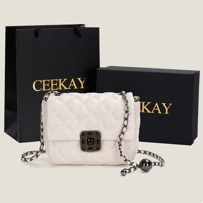 Túi đeo chéo thanh vân trám thanh lịch khóa vuông ck124 [sẵn hàng][full box]