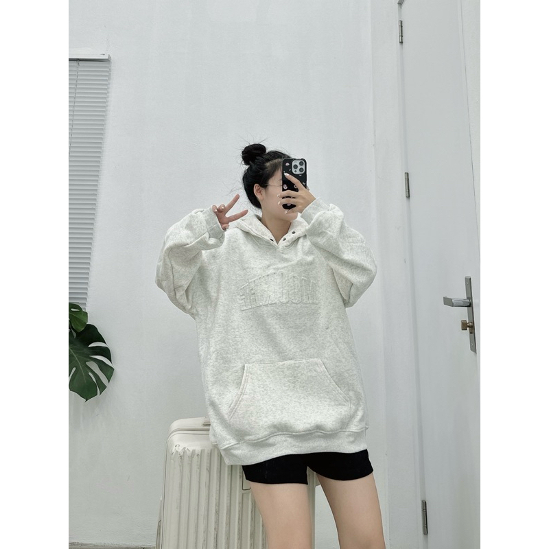 Hoodie lót nhung cúc bấm