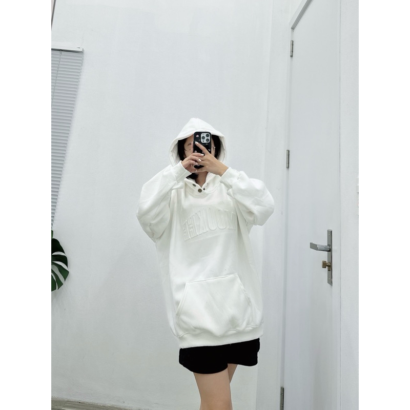 Hoodie lót nhung cúc bấm