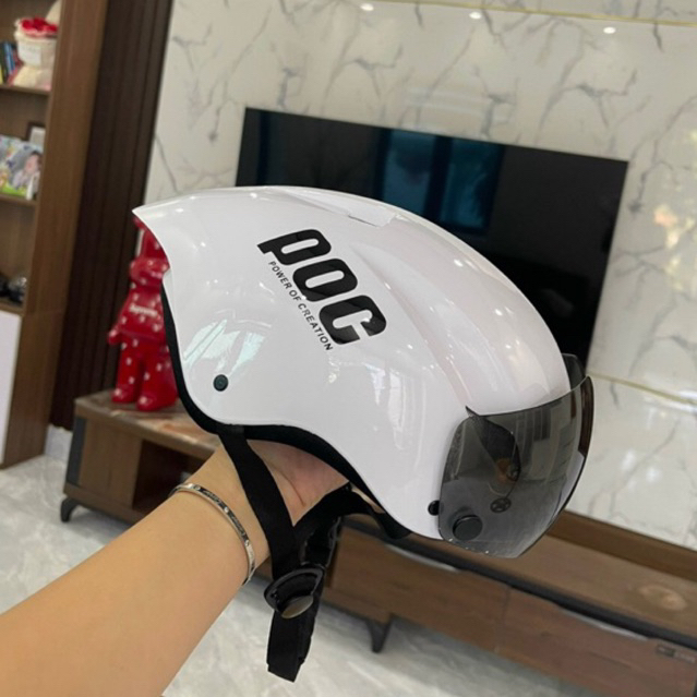 Mũ bảo hiểm 1/2 Poc01 đi xe đạp, xe máy, kính bấm chắc chắn
