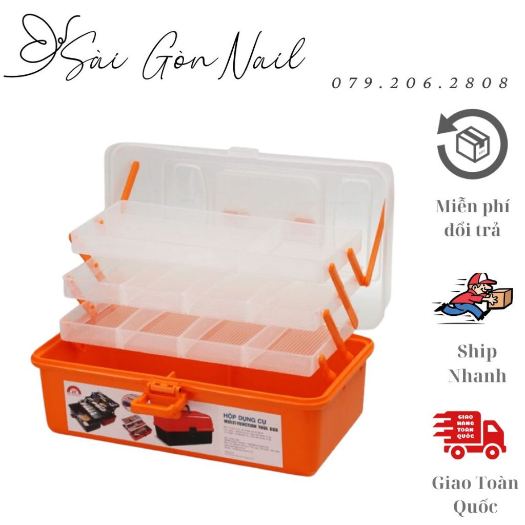 Cốp nhựa 3 tầng / đựng dụng cụ nail - mi phun xăm