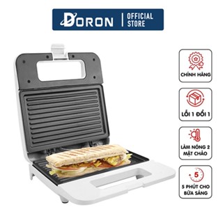 Máy kẹp bánh mì, máy nướng bánh mỳ DORON 750W gia nhiệt kép 2 mặt, chống dính telfon siêu bền