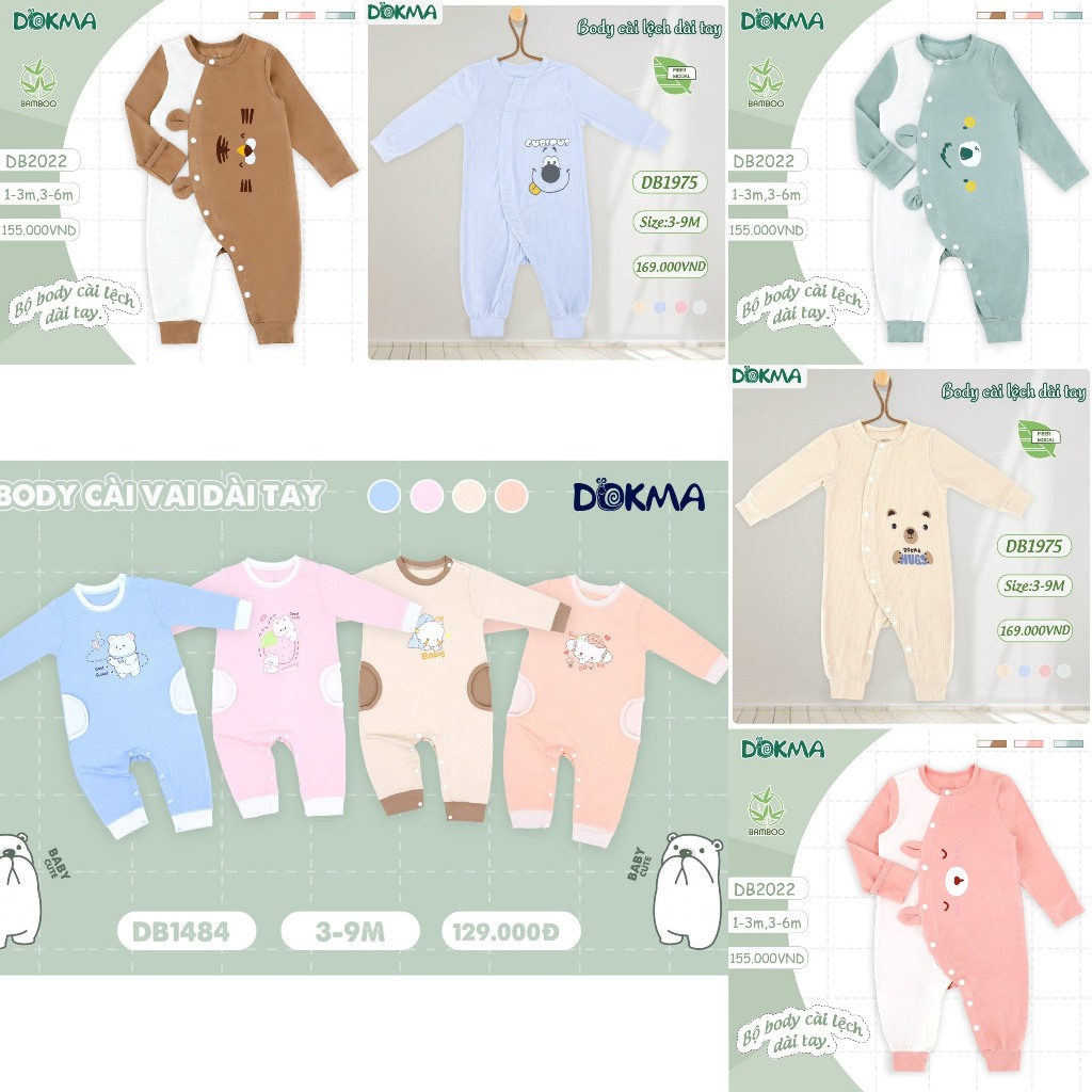 Bộ Áo Liền Quần Body Dài Sơ Sinh Vải Bamboo, Modal Mềm Mịn Cho Bé Từ 0-9 tháng Nhiều Mẫu