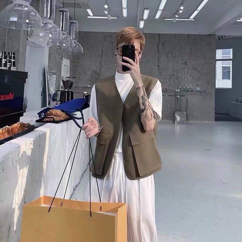 Áo khoác gile kaki trơn