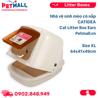 Nhà vệ sinh mèo có nắp CATIDEA Cat Litter Box Ears Size XL - 64x47x49cm Petmall