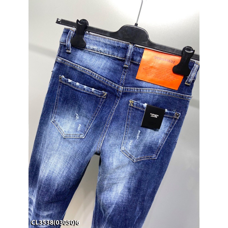 Quần jean dsq2 siêu cấp xanh loang không rách,quần dsq2 like au xanh đậm wash màu sáng phối 4 cúc đơn giản