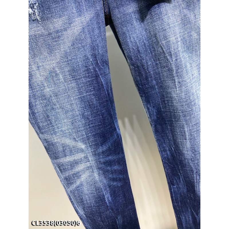 Quần jean dsq2 siêu cấp xanh loang không rách,quần dsq2 like au xanh đậm wash màu sáng phối 4 cúc đơn giản