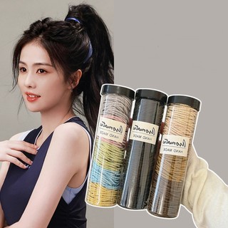 Set 100 dây thun cột tóc cho bé gái và người lớn hộp đựng nhiều màu