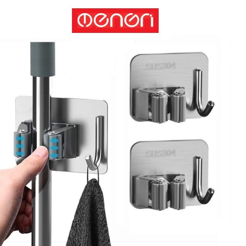 Móc Treo Cây Lau Nhà Inox 304 Dán Tường Không Cần Khoan Vô Cùng Tiện Lợi - OENON