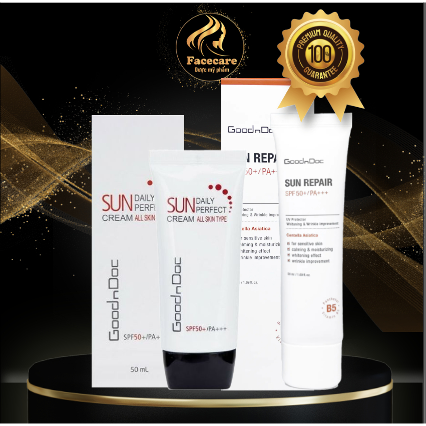 Kem Chống nắng Goodndoc Daily Perfect Suncream và KCN SUN REPAIR Nâng Tone SPF 50+/PA+++ 50ml
