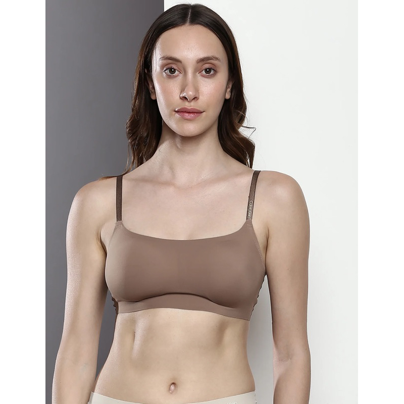 [Sẵn/Chính hãng 100%] Set CK Áo Bra Invisibles Comfort Lightly Lined Retro Màu Mauve Brown