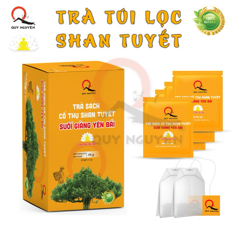 Trà túi lọc  cổ thụ Shan Tuyết Bancha Quy Nguyên Thầy Tuệ Hải 22 gói - CHÙA LONG HƯƠNG