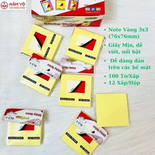 Combo 2 xấp 100 tờ giấy note / giấy ghi nhớ / giấy ghi chú màu vàng 3x3 xing li / xingli / king
