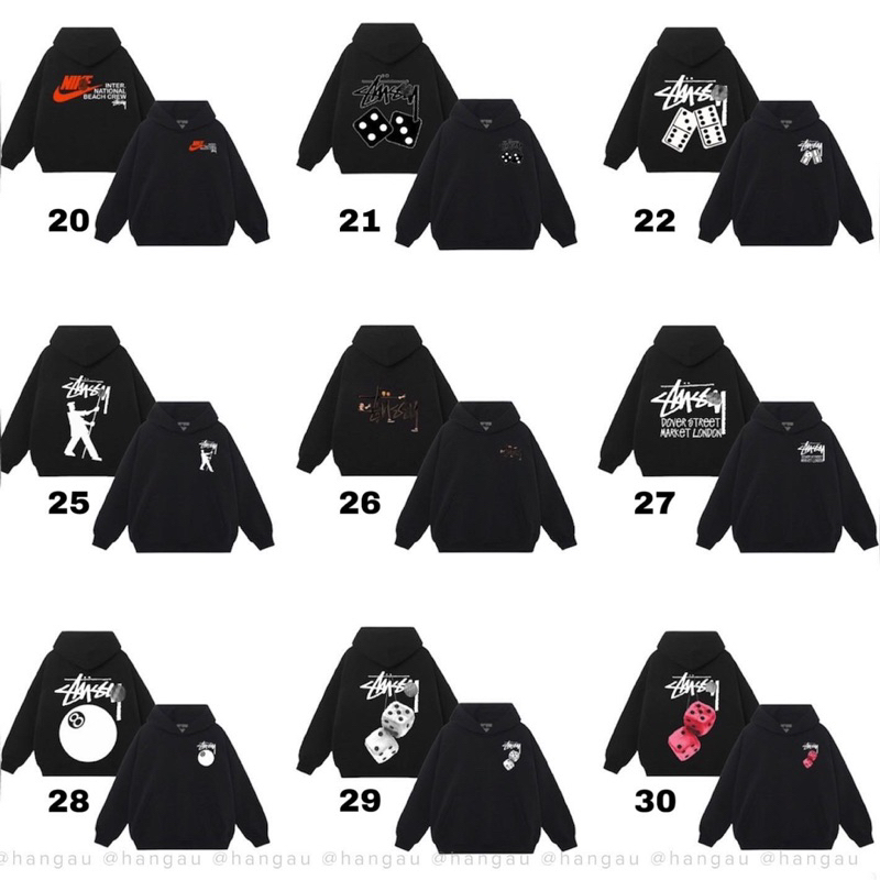 Áo Hoodie STUSSY Đen💕FREESHIP💕 Giới Tính Nam Nữ Áo Nỉ Unisex Form Rộng phong thái Hàn Quốc - Đồ đôi