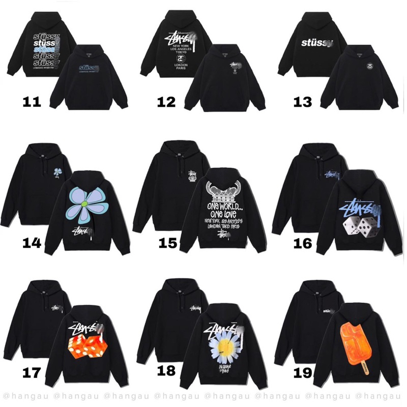 Áo Hoodie STUSSY Đen💕FREESHIP💕 Giới Tính Nam Nữ Áo Nỉ Unisex Form Rộng phong thái Hàn Quốc - Đồ đôi