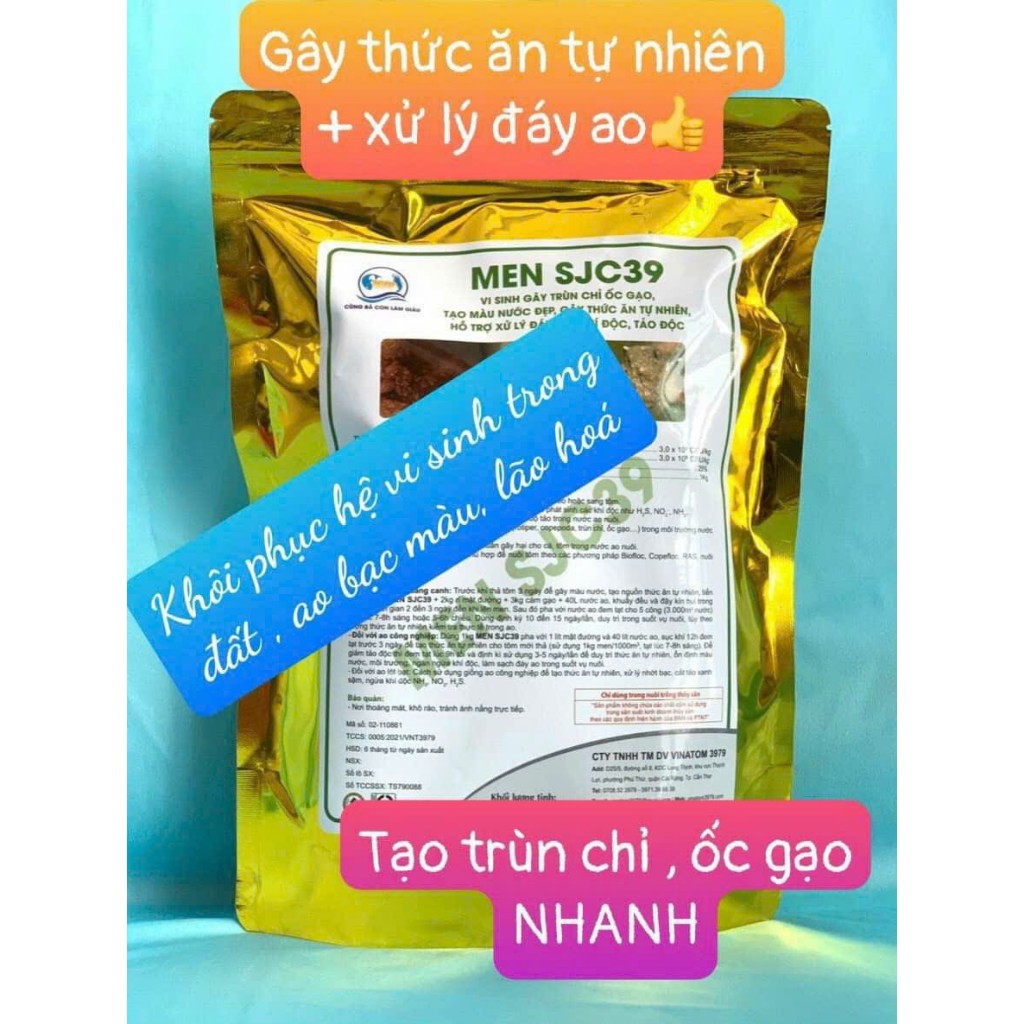 Men vi sinh SJC39 gây trùn chỉ ốc gạo, tạo màu nước đẹp gói 500ml