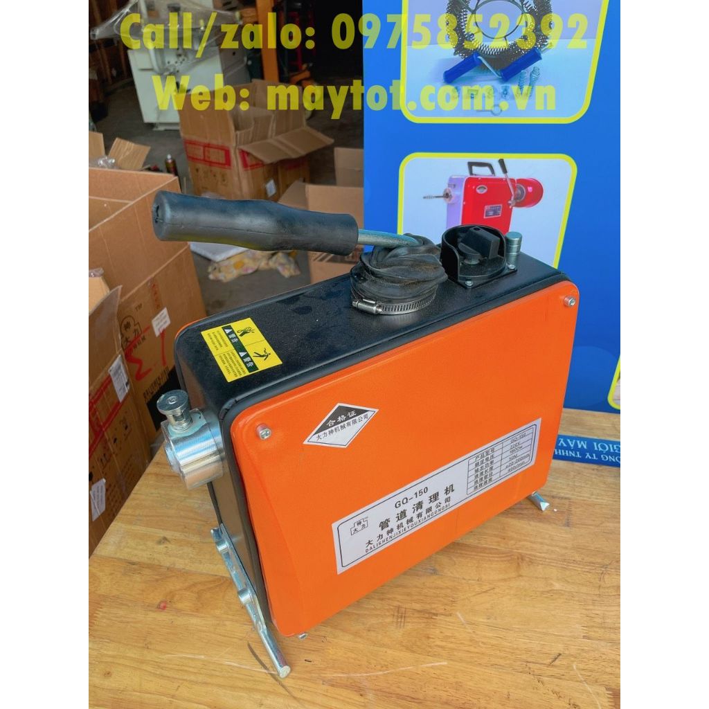 Máy thông tắc cống GQ150A- công suất 1800W... sử dụng dây xích kéo dây curoa tăng sức mạnh đẩy lò xo...