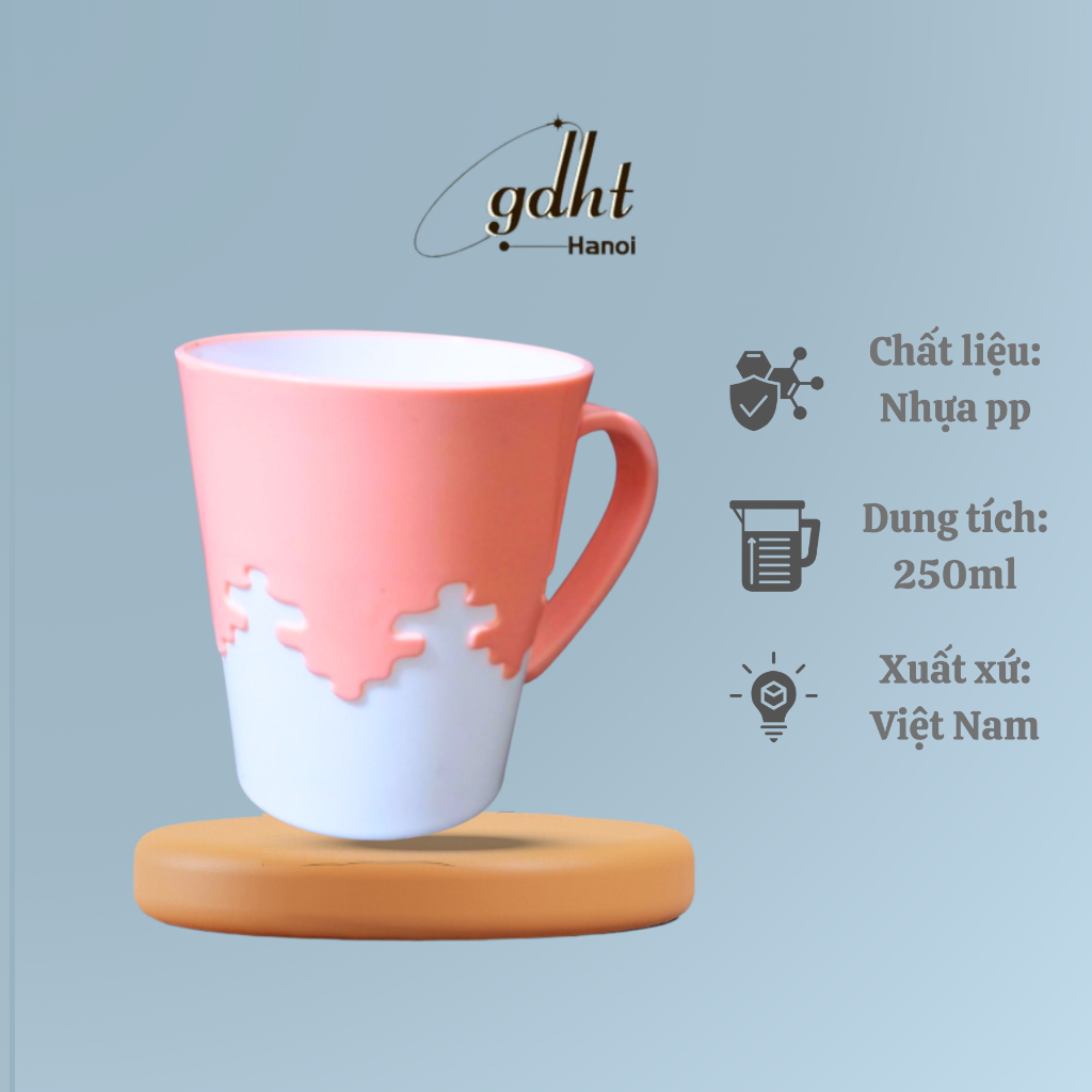Cốc nhựa Việt Nhật 6266, cốc 250ml uống nước, đánh răng, thiết kế cách điệu có quai cầm (CVN02) huytuan3010