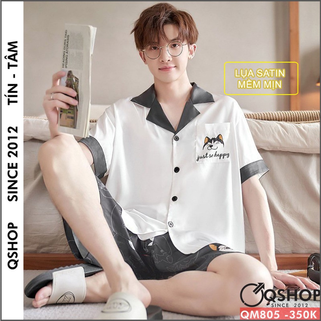 Bộ đồ pijama nam tay ngắn lụa mềm QHSOP QM804 - QM805 - QM806