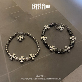 Vòng tay - lắc tay làm từ titan, lắc tay chuỗi hạt thiết kế đơn giản đẹp phù hợp cho nam và nữ, vòng tay đôi BEAR18